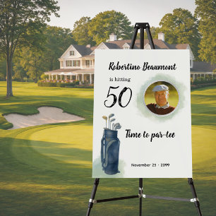 Men's Elegant Golf Theme Photo 50th birthday Foam Board