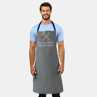 Men's Elegant Grey Chef Name Modern Simple Apron