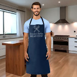 Men's Elegant Navy Blue Chef Name Modern Simple Apron<br><div class="desc">Head Chef,  elegant,  modern,  stylish,  simple,  navy blue and white apron. Perfect for birthday,  Father's day. Personalize with your name.</div>