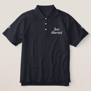 Men's Embroidered Just Married Monogram Polo Shirt