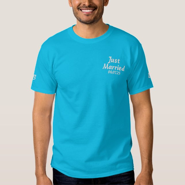 Men's Embroidered Just Married Monogram T-Shirt (Front)