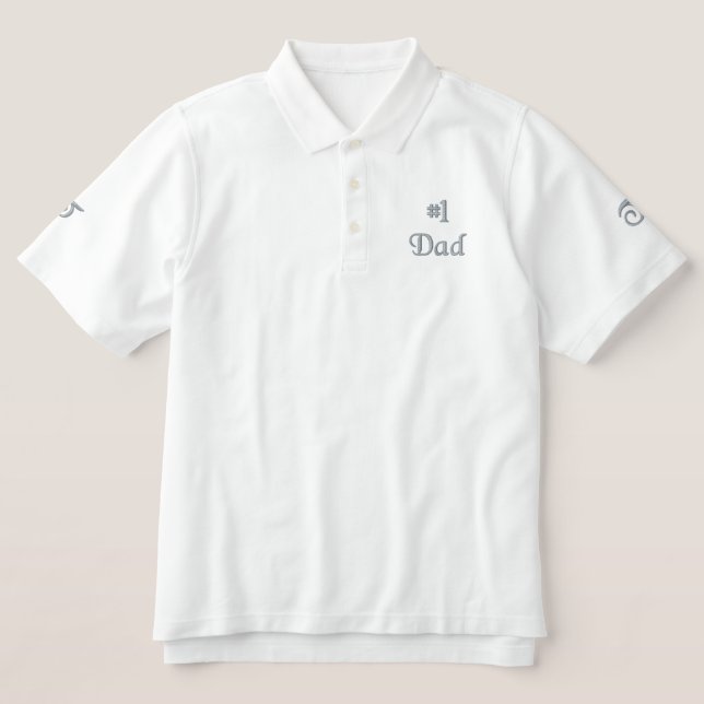 Men's Embroidered Number 1 Dad Monogram Polo Shirt (Design Front)