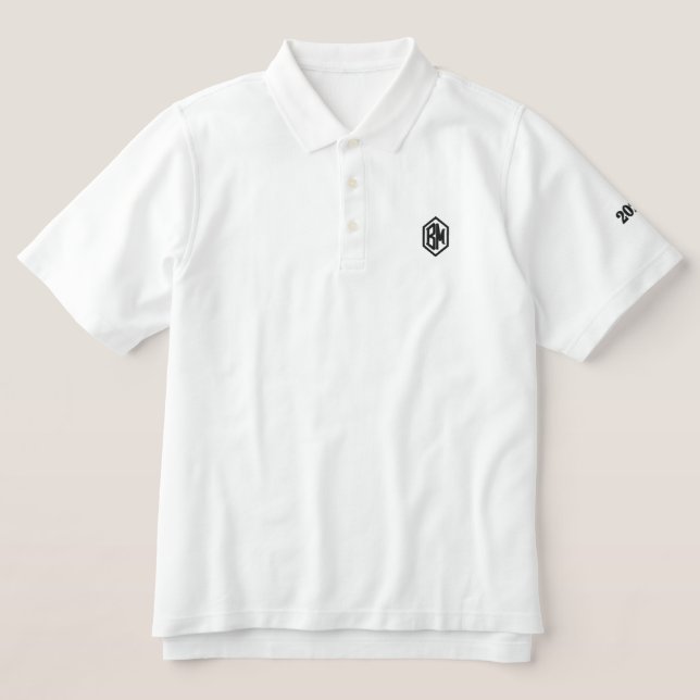 Men's Embroidered White Polo Shirt (Design Front)