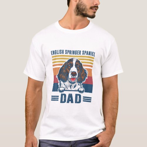 Mens English Springer Spaniel Dad Father Retro Eng T_Shirt
