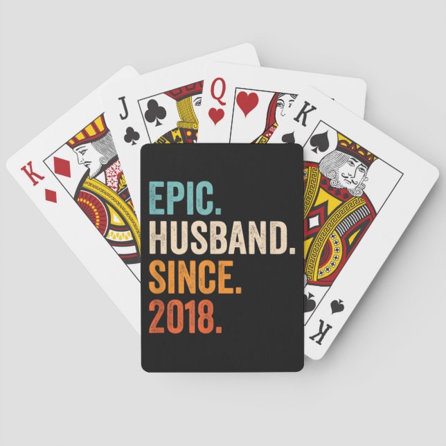 Mens Epic Husband Since 2018 wedding anniversary Poker Cards (Back)