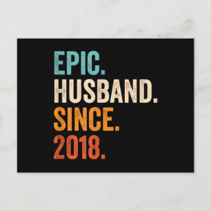 Mens Epic Husband Since 2018 wedding anniversary Postcard