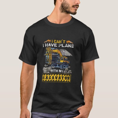 Mens Excavator  Construction Worker  Digger  Backh T_Shirt