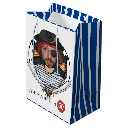 Mens Fab Pirate Birthday Funny 50th Face Great Medium Gift Bag