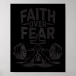 Men&#39;s Faith Over Fear Christian Workout Gym Jesus  Poster