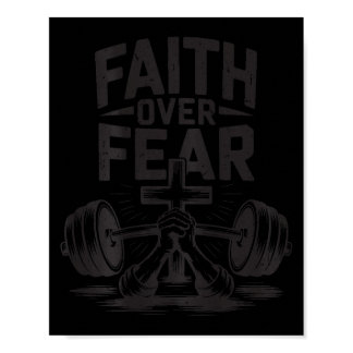 Men's Faith Over Fear Christian Workout Gym Jesus  Poster