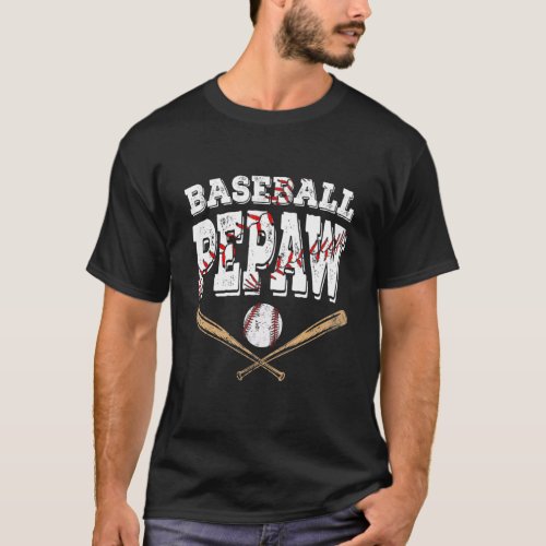 Mens Family Baseball Pepaw Baseball   Fathers Day T_Shirt