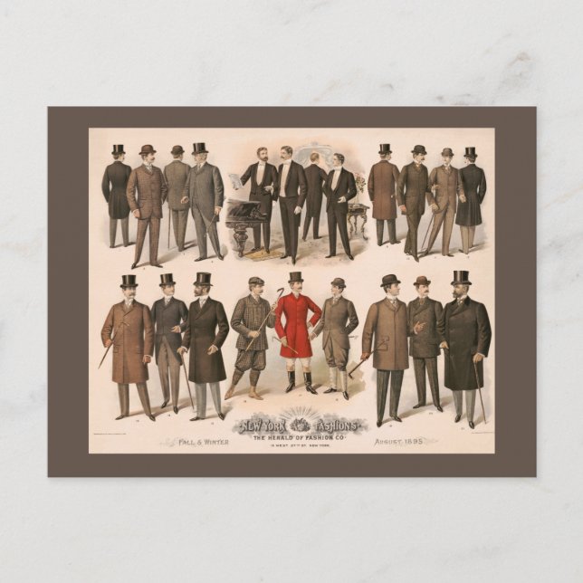 Men's fashion fall and winter 1895 postcard (Front)
