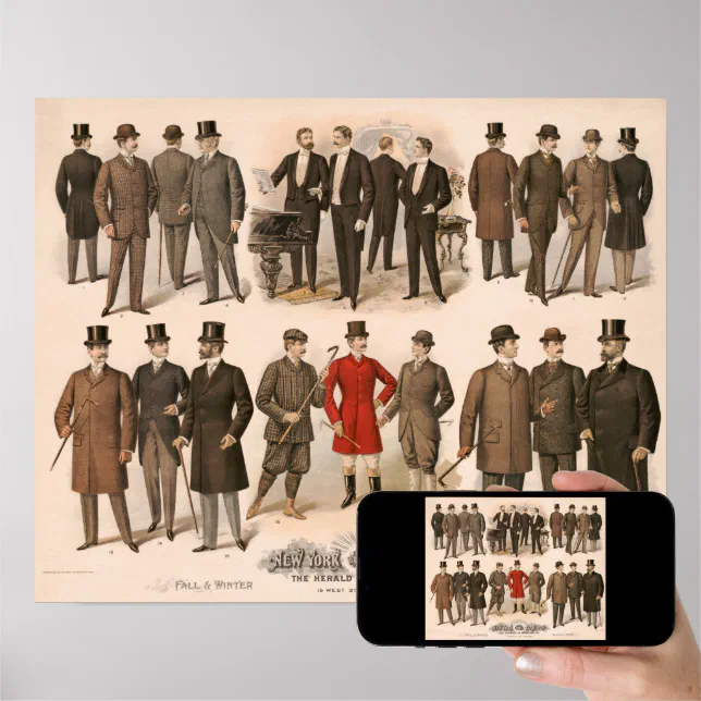 Men's fashion fall and winter 1895 poster | Zazzle