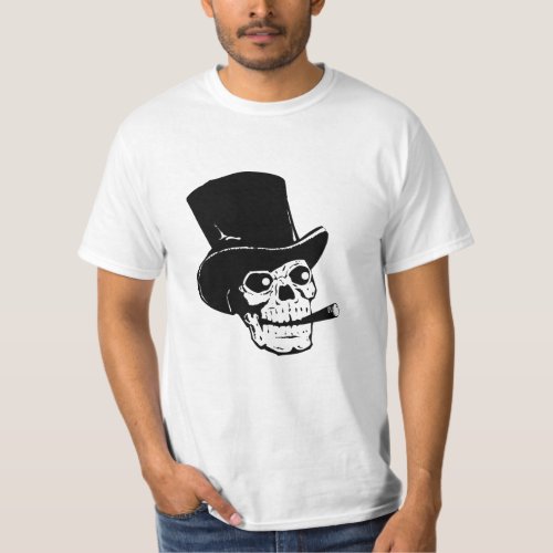 Mens Fashion Skull in a Top Hat design Tee shirt