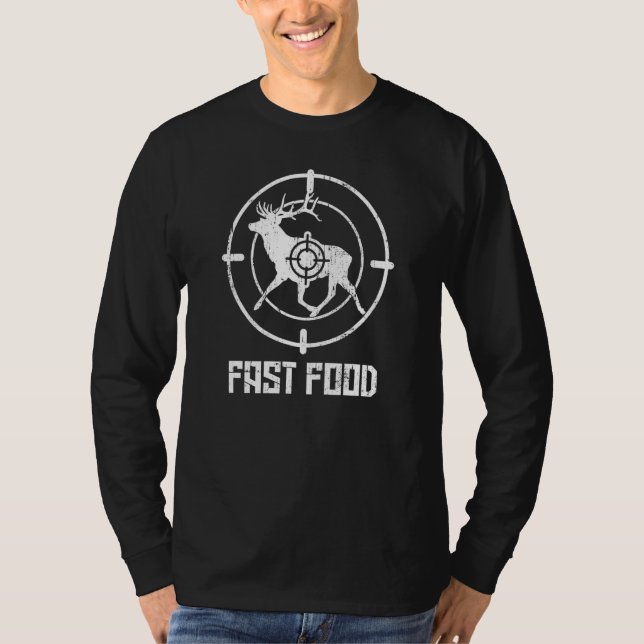 Mens Fast Food Deer Hunter Target Love Bow Rifle H T-Shirt (Front)