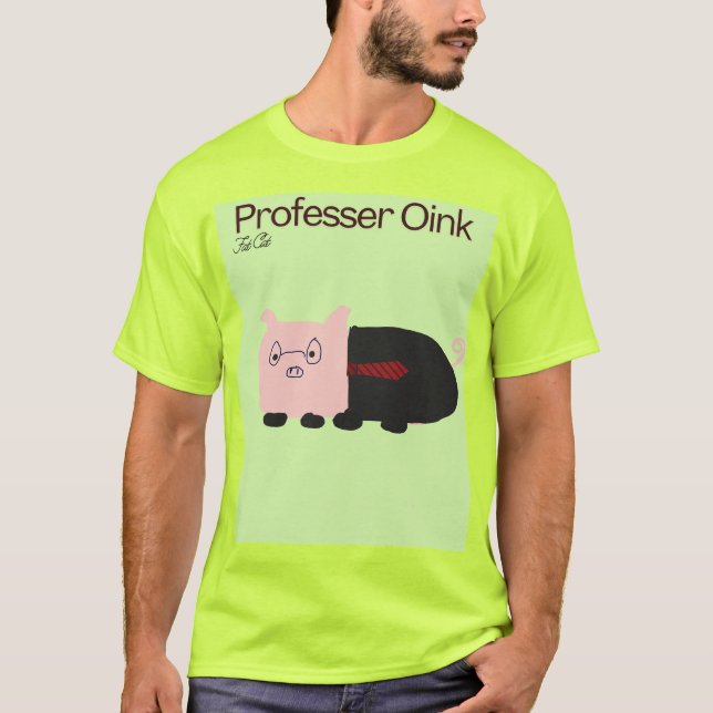 mens fat cat professer pig shirt. T-Shirt (Front)