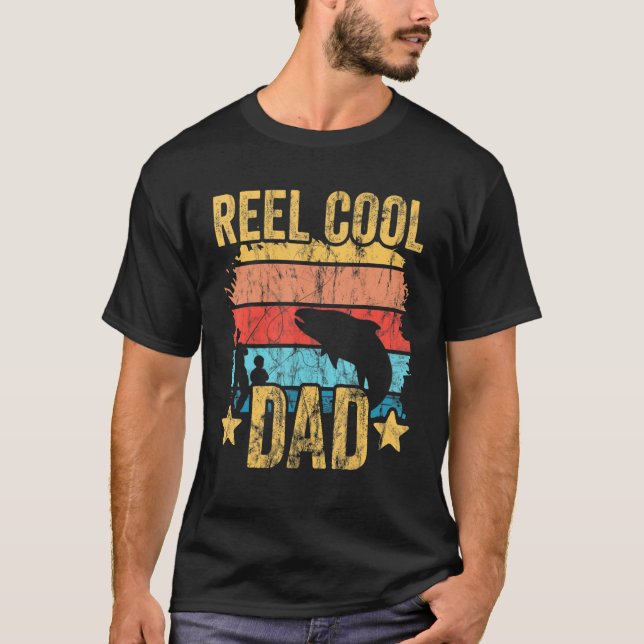 Mens Father And Son Fishing Retro Reel Cool Dad T-Shirt (Front)