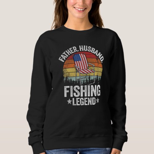 Mens Father Husband Fishing Legend American Flag D Sweatshirt