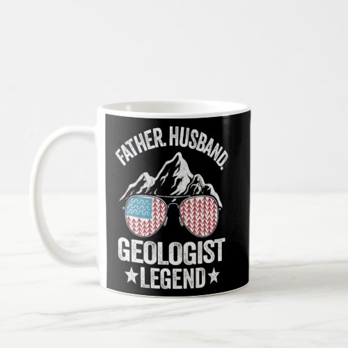 Mens Father Husband Geologist Legend American Flag Coffee Mug