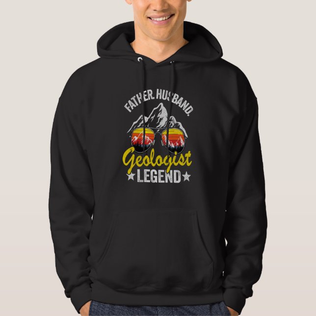 Mens Father Husband Geologist Legend Geology Retro Hoodie (Front)