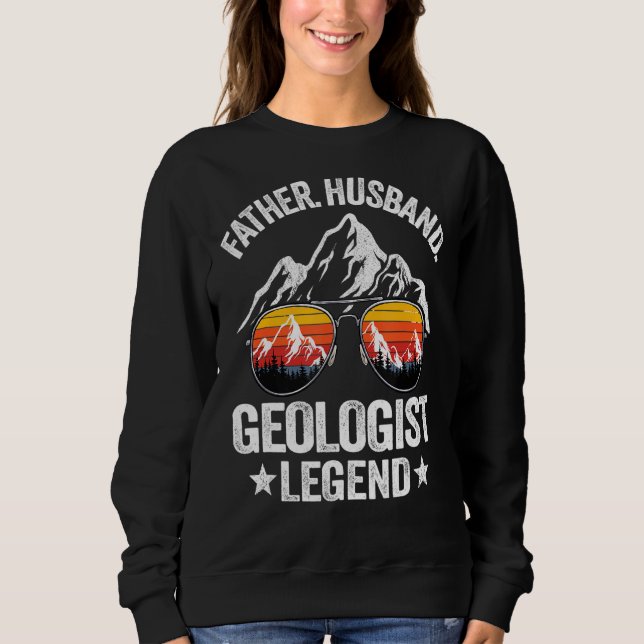 Mens Father Husband Geologist Legend Geology Retro Sweatshirt (Front)