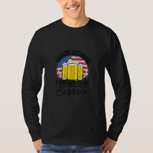 Mens Father Husband Usa Drinking Team Captain Beer T_Shirt