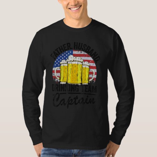 Mens Father Husband Usa Drinking Team Captain Beer T_Shirt