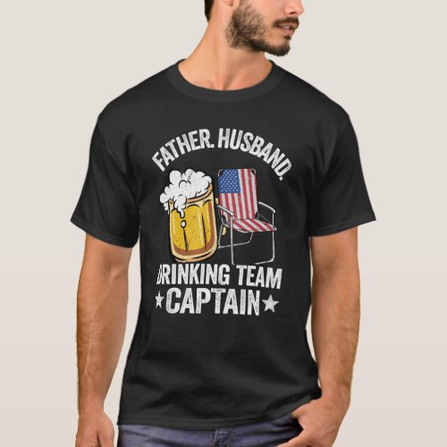 Mens Father Husband Usa Drinking Team Captain Beer T_Shirt