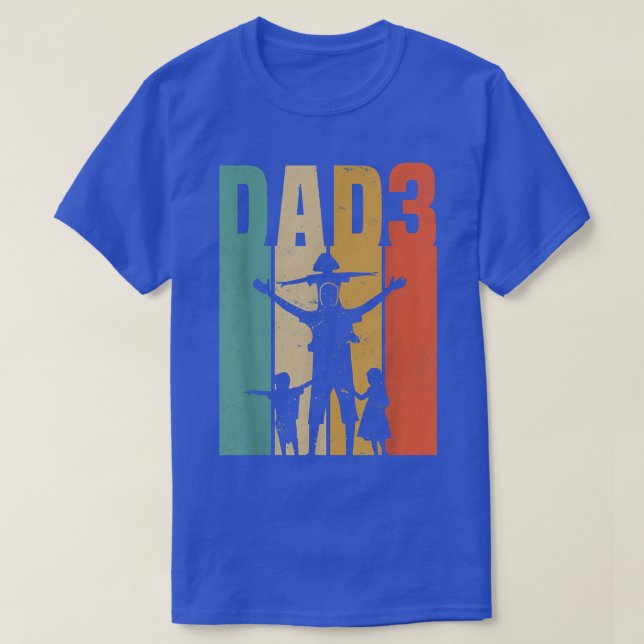 Mens Father of 3Dad 3 Fathers day  T-Shirt (Design Front)