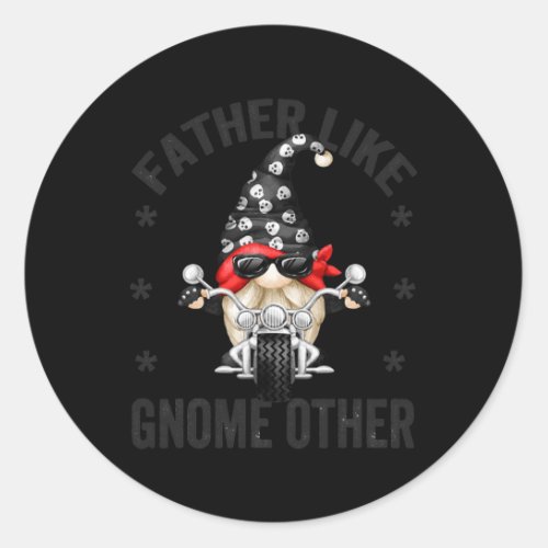 Mens Fathers Day Gnome For Fathers Biker Dad Classic Round Sticker