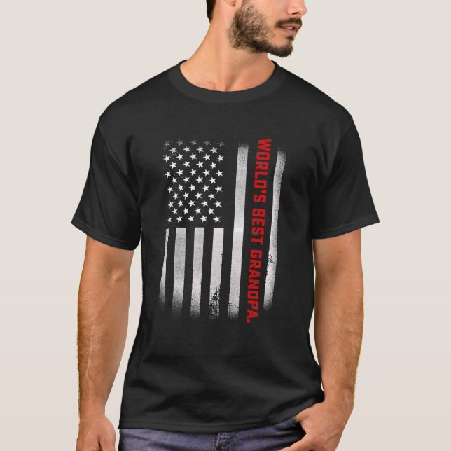 Mens Fathers Day 2022 World's Best Grandpa Ever Us T-Shirt (Front)