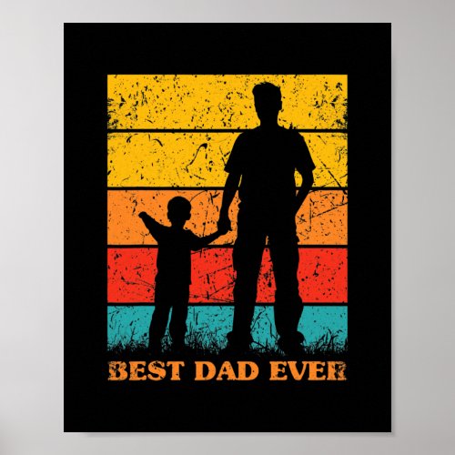 Mens Fathers Day Best Dad Ever Retro Sunset Poster