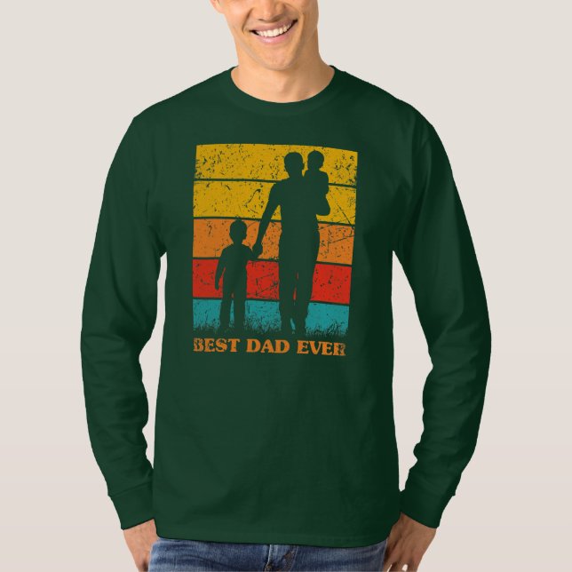 Mens Father's Day Best Dad Ever Retro Sunset T-Shirt (Front)