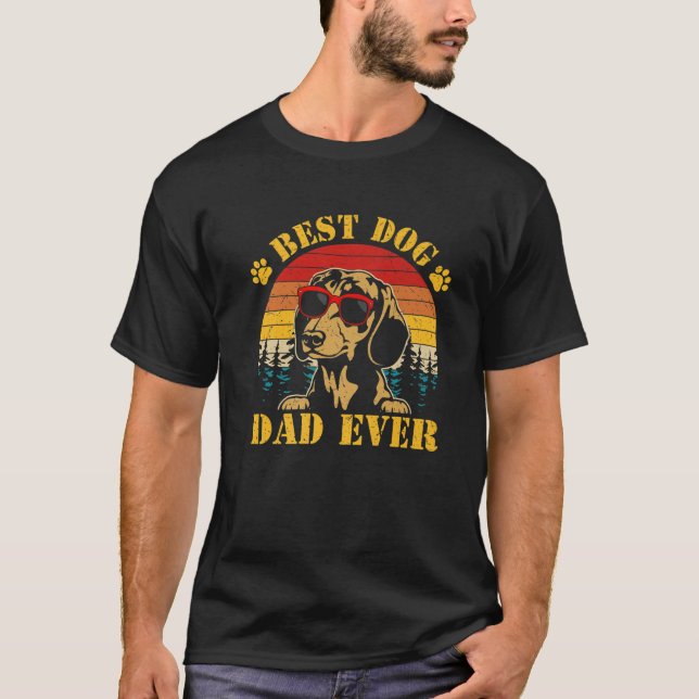 Mens Father's Day Best Dog Dad Ever Paw Sunglasses T-Shirt (Front)