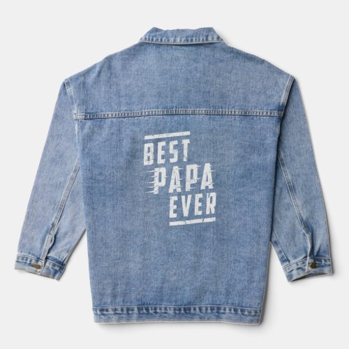 Mens Fathers Day   Best Papa   Worlds Best Dad   Denim Jacket
