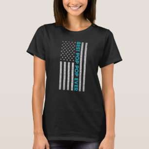 Mens Fathers Day Best Pop Pop Ever American Flag   T-Shirt