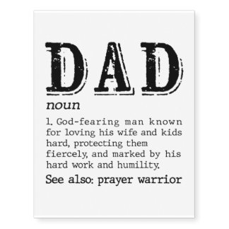 Mens Fathers Day Dad Christian Dad Definition Dad Temporary Tattoos
