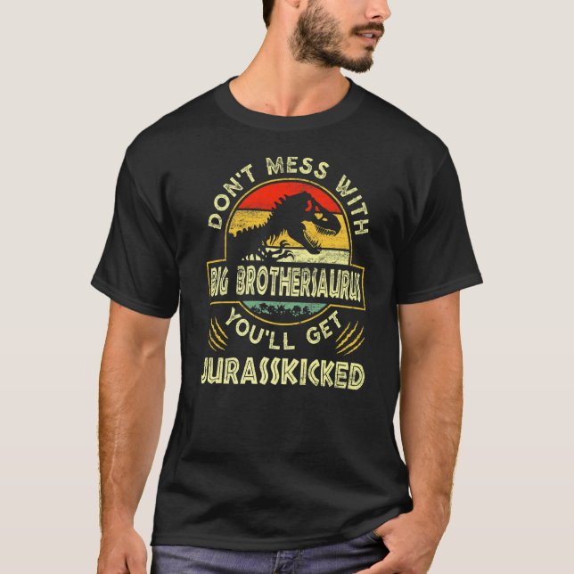 Mens Father's Day Family Matching Big Brother Dino T-Shirt (Front)