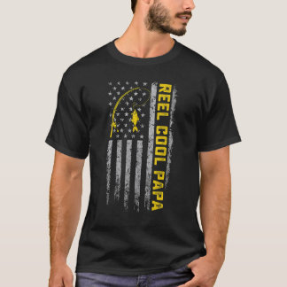 Mens Fathers Day   Fishing Reel Cool Papa Dad Joke T-Shirt