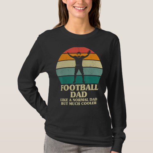 Mens Fathers Day Football Dad Retro Sunset Father T_Shirt