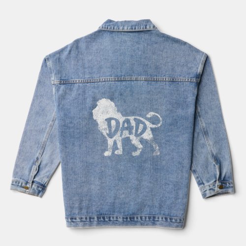 Mens Fathers Day From Son Daughter Kids Lion Dad  Denim Jacket