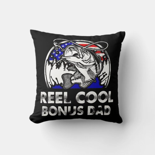 Mens Fathers Day Gift Reel Cool Bonus Dad Fishing Throw Pillow