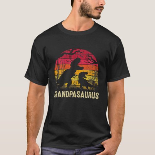 Mens Fathers Day GrandpaSaurus Rex Funny Dinosaur T_Shirt