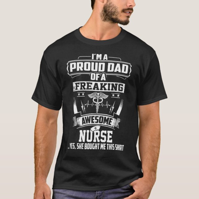 Mens Fathers Day  Im A Proud Dad Of A Freaking Awe T-Shirt (Front)