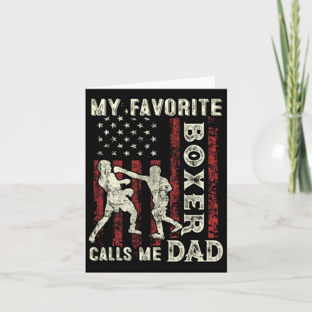 Mens Fathers Day My Favorite Boxer Calls Me Dad Fl Card (Front)