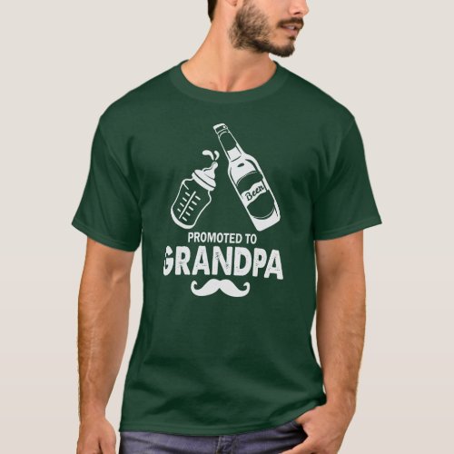 Mens Fathers Day Promoted to Grandpa Milk Bottle T_Shirt