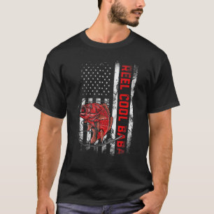 Mens Father's Day  Reel Cool Baba Fish American Fl T-Shirt