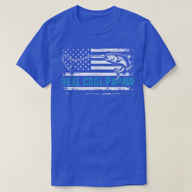 Mens Father's Day  Reel Cool Papaw Fish American F T-Shirt (Design Front)