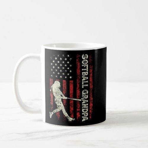 Mens Fathers Day Softball Grandpa US Flag   Dad Me Coffee Mug