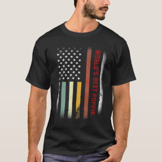 Mens Fathers Day   World's Best Poppie Ever Us Fla T-Shirt